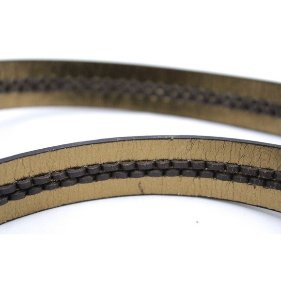 Michael Kors Logo Belt + Whipstitched Leather Goldtone L NWOT Metallic Backing